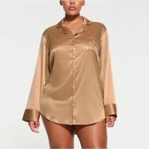 SKIMS Hotel Shine Button Up Sleep Dress Pajamas NWT